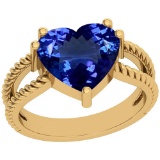 4.43 Ctw Tanzanite Platinum 14K Yellow Gold Plated Ring