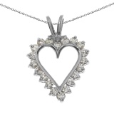 Certified 14K White Gold Diamond Heart Pendant