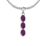 Certified 2.25 Ctw Amethyst 14K White Gold Pendant