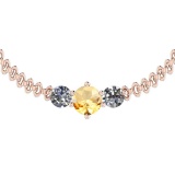 3.20 Ctw Citrine And Diamond I2/I3 10K Rose Gold Vintage Style Pendant