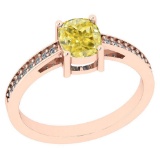 1.15 Ct GIA Certified Natural Fancy Yellow Diamond And White Diamond 14K Rose Gold Engagement Rings