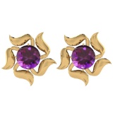 Certified 5.50 Ctw Amethyst 14K Yellow Gold Stud Earrings