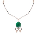 21.45 Ctw VS/SI1 Emerald And Diamond 14k Rose Gold Victorian Style Necklace