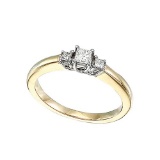 Certified 14k Yellow Gold 0.25 Ct Three Stone Trellis Diamond Ring