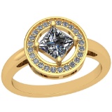 0.89 Ctw SI2/I1 Diamond Platinum 14K Yellow Gold Plated Ring