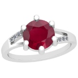 1.88 Ctw Ruby And Diamond I2/I3 14K White Gold Vintage Style Ring