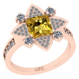 1.93 Ctw I2/I3 Citrine And Diamond 10K Rose Gold Engagement Ring