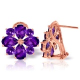 4.85 Carat 14K Solid Rose Gold Flower Amethyst Earrings