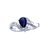 Certified 14k White Gold Pear Sapphire And Diamond Swirl Ring 0.75 CTW