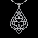 1.03 Ctw I2/I3 Diamond 10K White Gold Victorian Style Pendant