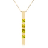 0.35 CTW 14K Solid Gold Necklace Bar Natural Peridot