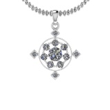 1.05 Ctw Diamond I2/I3 14K White Gold Vintage Style Pendant