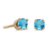 Certified 3 mm Petite Round Natural Blue Topaz Stud Earrings in 14k Yellow Gold 0.22 CTW