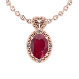 0.77 Ctw VS/SI1 Ruby And Diamond 14K Rose Gold Pendant