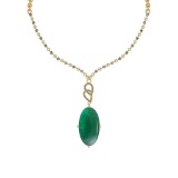 24.59 Ctw VS/SI1 Emerald And Diamond 14k Yellow Gold Victorian Style Necklace