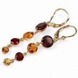 7.8 Carat 14K Solid White Gold Watching You Laugh Garnet Citrine Earrings