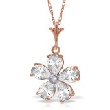 14K Solid Rose Gold Necklace withNatural Rose Topaz & Diamond