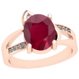 2.54 Ctw Ruby And Diamond SI2/I1 14K Rose Gold Vintage Style Ring