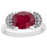 2.85 Ctw VS/SI1 Ruby And Diamond 14K White Gold Vintage Style Ring