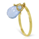 3 CTW 14K Solid Gold Ring Dangling Briolette Blue Topaz