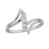 Certified 14K White Gold and Diamond Bypass Promise Ring