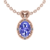 0.77 Ctw VS/SI1 Tanzanite And Diamond 14K Rose Gold Pendant