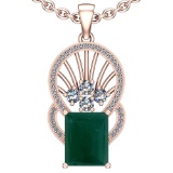 23.89 Ctw VS/SI1 Emerald And Diamond Platinum 14K Rose Gold Plated Pendant