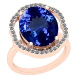 5.56 Ctw VS/SI1 Tanzanite And Diamond Platinum 14K Rose Gold Plated Vintage Style Ring