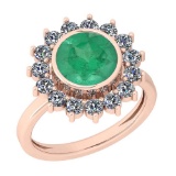 2.87 Ctw VS/SI1 Emerald And Diamond 14K Rose Gold Vintage Style Ring