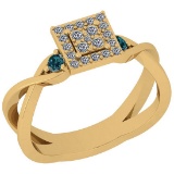 0.31 Ctw I2/I3Treated Fancy Blue And White Diamond 14K Yellow Gold Vintage Style Engagement Ring