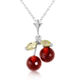 1.45 Carat 14K Solid White Gold Slow But Sure Garnet Peridot Necklace