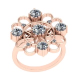 0.95 Ctw VS/SI1 Diamond 14K Rose Gold Vintage Ring