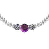 3.20 Ctw I2/I3 Amethyst And Diamond 10K White Gold Vintage Style Pendant