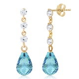 3.3 Carat 14K Solid Gold Queenie Blue Topaz Diamond Earrings