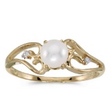 Certified 14k Yellow Gold Pearl And Diamond Ring