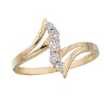 Certified 14K Yellow Gold and Diamond Bypass Promise Ring