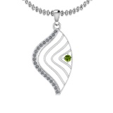 0.18 Ctw VS/SI1 Peridot And Diamond 10K White Gold Necklace