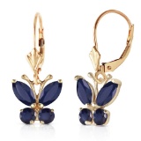 1.24 Carat 14K Solid Gold Butterfly Earrings Sapphire