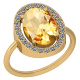 2.76 Ctw Citrine And Diamond I2/I3 10K Yellow Gold Vintage Style Ring