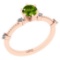 0.64 Ctw I2/I3 Peridot And Diamond 10K Rose Gold Promises Ring