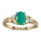 Certified 10k Yellow Gold Oval Emerald And Diamond Ring