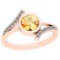 1.10 Ctw Citrine And Diamond I2/I3 10K Rose Gold Vintage Style Ring