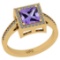 1.32 Ctw I2/I3 Amethyst And Diamond 10K Yellow Gold Cocktail Ring