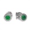 Certified 14k White Emerald and Diamond Round Earring