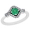 0.70 Ctw Emerald And Diamond I2/I3 14K White Gold Vintage Style Ring