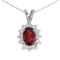 Certified 10k White Gold Oval Garnet And Diamond Pendant