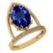 4.69 Ctw VS/SI1 Tanzanite And Diamond 14K Yellow Gold Ring