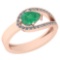 0.91 Ctw Emerald And Diamond I2/I3 14K Rose Gold Vintage Style Ring