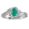 Certified 14k White Gold Oval Emerald And Diamond Ring