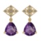 15.16 Ctw I2/I3 Amethyst And Diamond 10K Yellow Gold Earrings